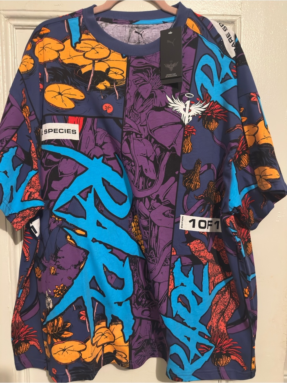 Puma Men’s Graphic Print Men’s Shirt - Purple/Blue. Size XL.